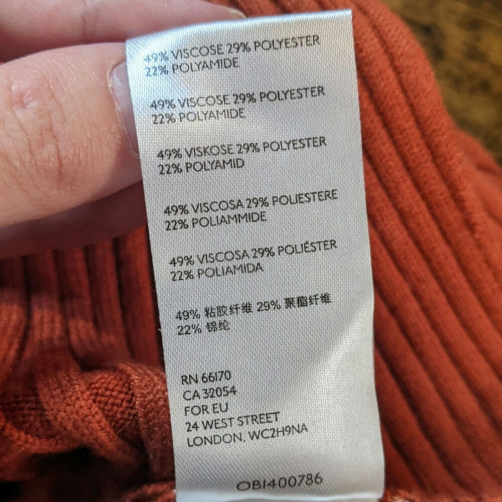 Urban Rib Knit Cut Out Long Sleeve Crop Top Cropped Rust Street Festival Small - Picture 5 of 6